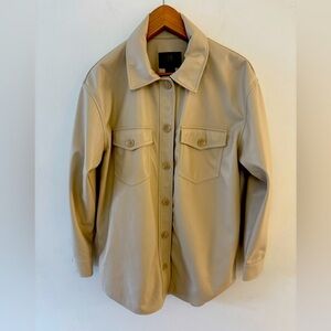 House of Harlow 1960 Revolve Vegan Leather Shacket Button Up Jacket Sz. S, Beige